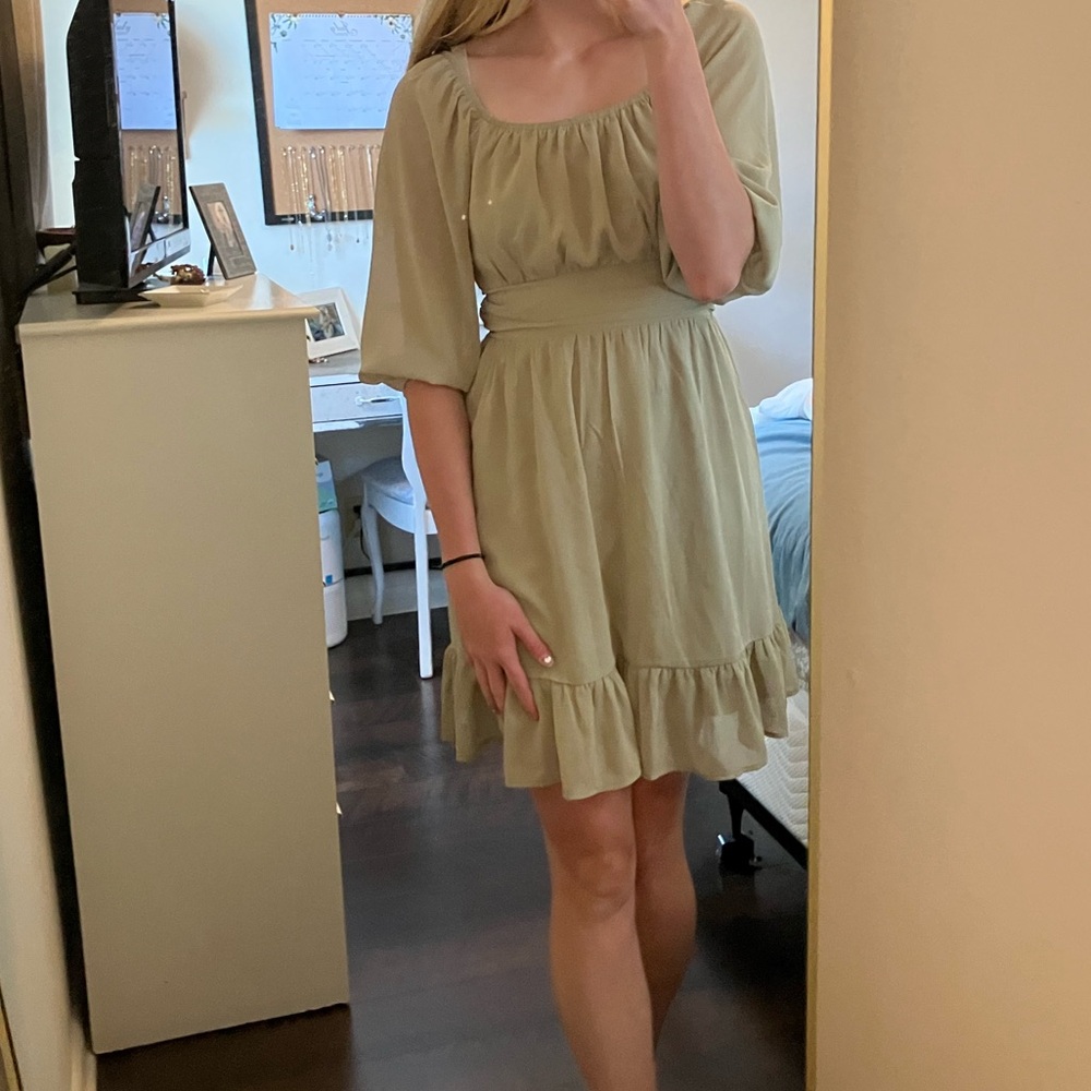 Elegant Olive Green Dress